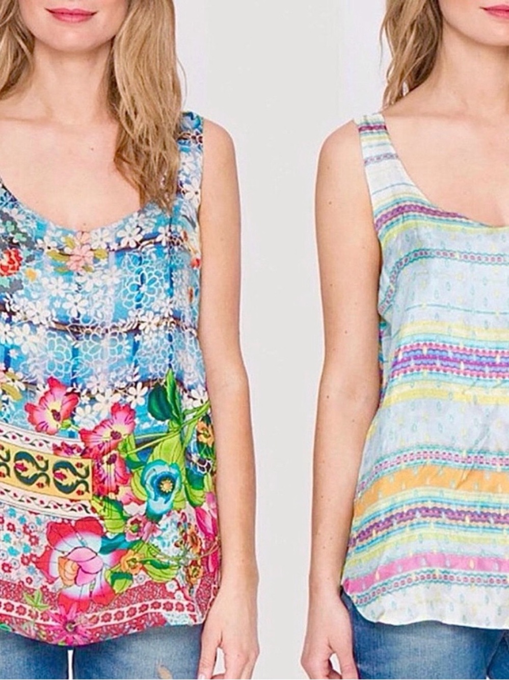 Johnny Was Reversible Mixed-Print Tank